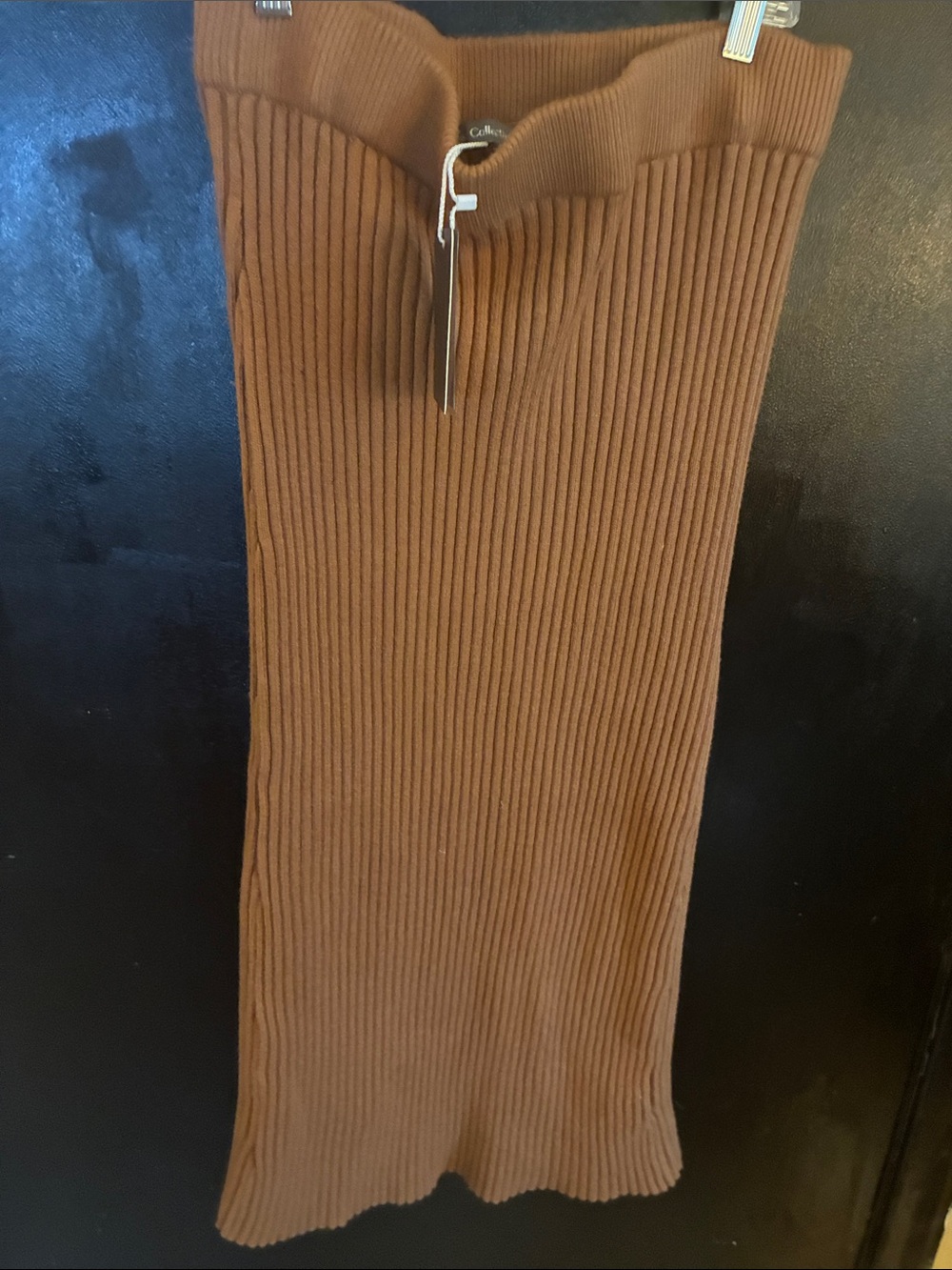 Ribbed Knit Pencil Skirt in Camel from Nordstrom L Maxi length